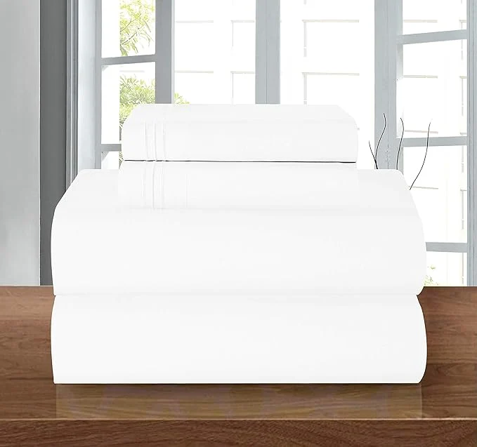 Modern Elegant Comfort Luxury 1500 Premium Hotel Quality Microfiber 4-Piece Sheet Set – Wrinkle Resistant All Around Elastic Fitted Sheet Deep Pocket up to 16 quot Twin Twin XL White Expertly Made