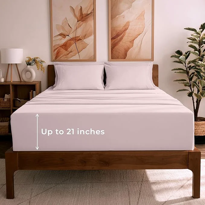 Verified Mellanni King Sheet Set – 6-Piece Iconic Collection Bedding Including 4 Pillowcases 21-Inch Extra Deep Pocket Easy Care Ultra Soft Cooling Sheets Brushed Microfiber – Blush Pink