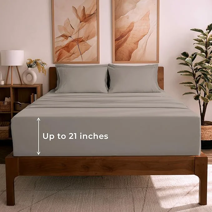 Quality Mellanni Queen Sheet Set – 6-Piece Iconic Collection Bedding Including 4 Pillowcases 21-Inch Extra Deep Pocket Easy Care Ultra Soft Cooling Sheets Brushed Microfiber – Tan Specialty