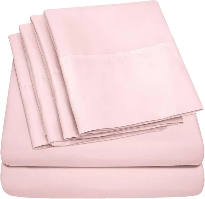 Versatile Sweet Home Collection 6 Piece 1500 Supreme Collection Brushed Microfiber Deep Pocket Sheet Set-2 Extra Pillow Cases Great Value Rv Short Queen Pale Pink Organic