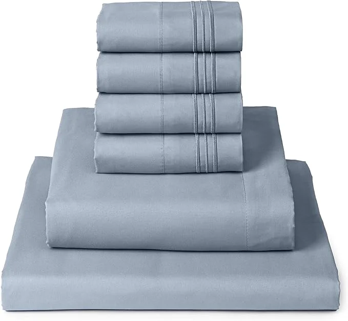 Flexible Mellanni Queen Sheet Set – 6-Piece Iconic Collection Bedding Including 4 Pillowcases 16-Inch Deep Pocket Easy Care Extra Soft Cooling Sheets Brushed Microfiber – Blue Hydrangea Professional