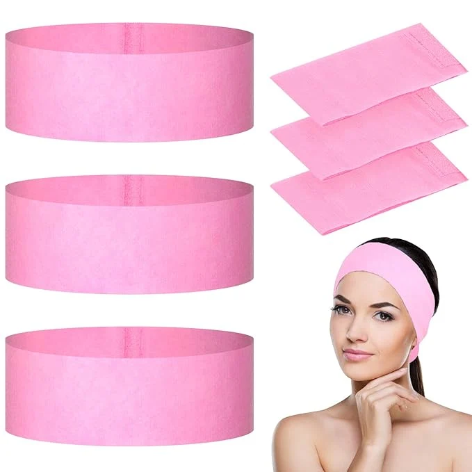 Powerful 128 Pieces Disposable Spa Facial Headbands Stretch Non-Woven Headband Soft Skin Premium Material