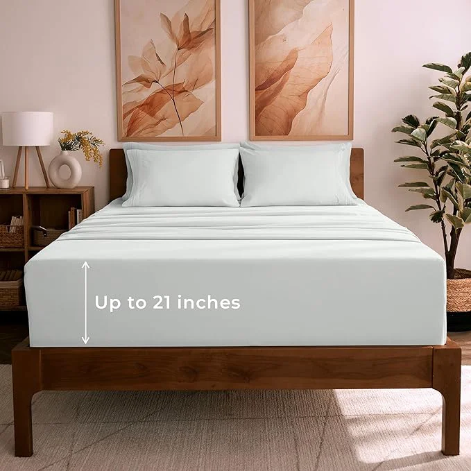 Solid Mellanni Full Sheet Set – 6-Piece Iconic Collection Bedding Including 4 Pillowcases 21-Inch Extra Deep Pocket Easy Care Ultra Soft Cooling Sheets Brushed Microfiber – Ivory Innovative