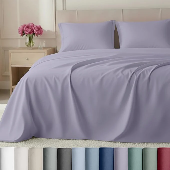 Dependable California Design Den Luxury King Size Sheets Set – 800 Thread Count Cotton Sheets Soft Sateen Deep Pockets Bedding Set – Lavender Smooth