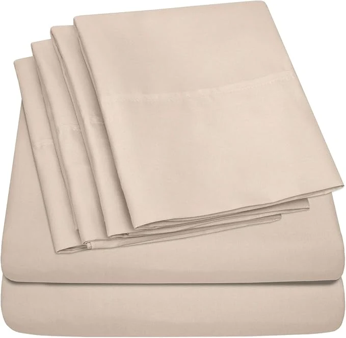 Prestigious Twin Size Bed Sheets – 4 Piece 1500 Supreme Collection Fine Brushed Microfiber Deep Pocket Twin Sheet Set Bedding – 1 EXTRA PILLOW CASES GREAT VALUE Twin Beige Trendy