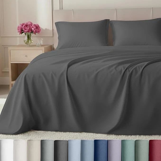 Proven California Design Den Luxury Cotton Sheets King Size Sheet Set – Buttery Soft 800 Thread Count Sateen Deep Pocket Bedding Set – Grey Reliable