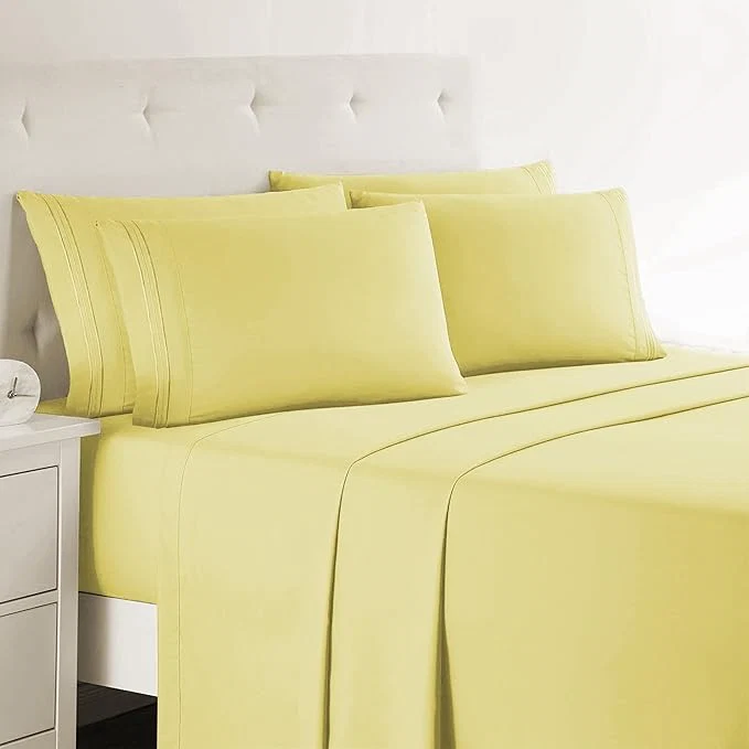 Flexible Clara Clark Twin XL Sheets 5 Piece Set – Hotel Luxury Bed Sheets Super Soft Bedding Set Twin XL Size Mellow Yellow Eco-Friendly