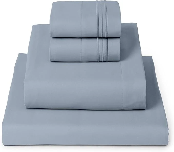 Reusable Mellanni Twin Sheet Set – 4-Piece Iconic Collection Bedding Including 2 Pillowcases 16-Inch Deep Pocket Easy Care Extra Soft Cooling Sheets Brushed Microfiber – Blue Hydrangea Fine