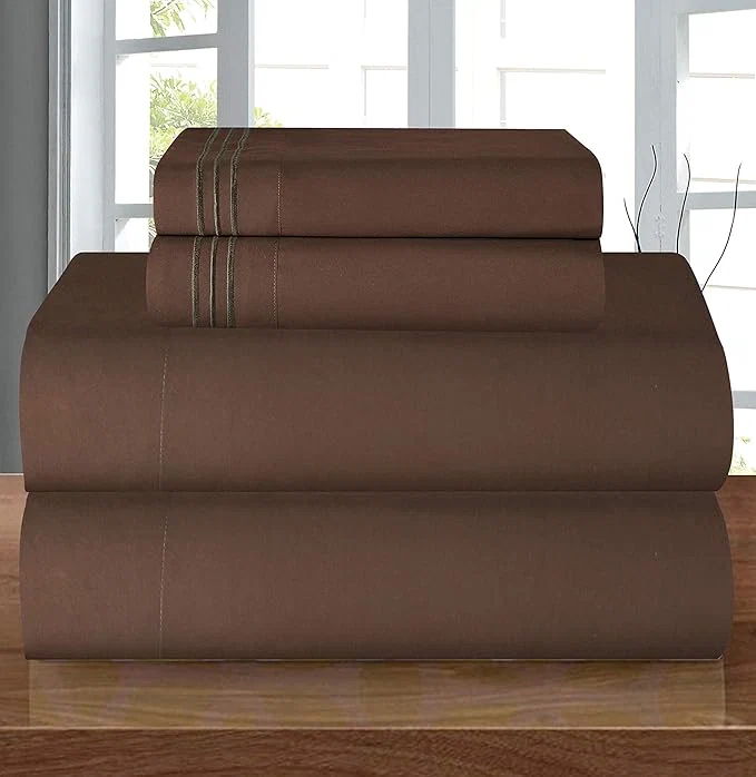 Soft Elegant Comfort Luxury Quality Microfiber 5-Piece 1500 Premium Hotel Sheet Set-Wrinkle Resistant All Around Elastic Fitted Sheet Deep Pocket up to 16 quot Split King Chocolate Brown Refined