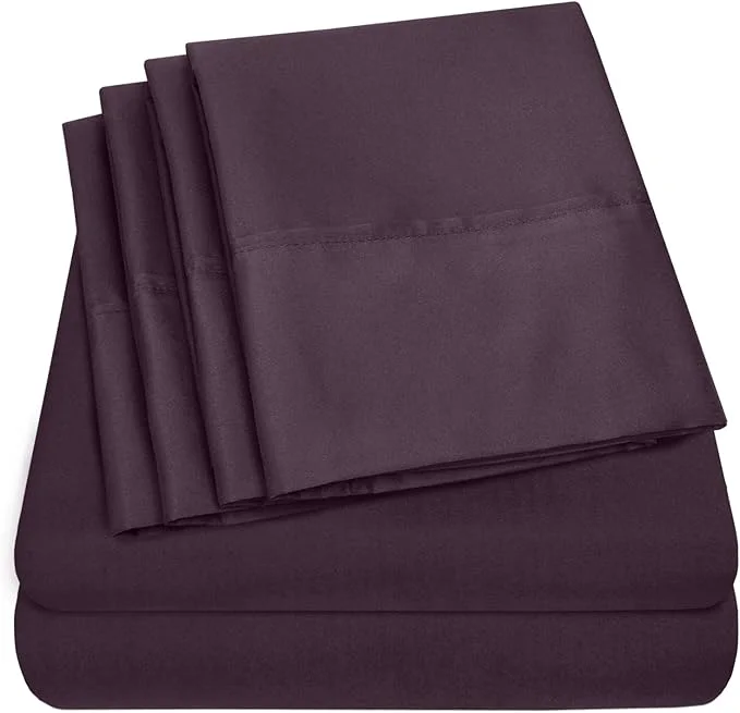 Professional Sweet Home Collection 6 Piece 1500 Supreme Collection Brushed Microfiber Deep Pocket Sheet Set-2 Extra Pillow Cases Great Value Rv Short Queen Purple Top-Quality