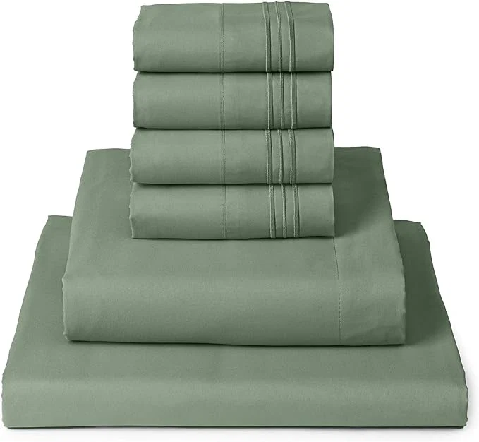 Fine Crafted Mellanni Queen Sheet Set – 6-Piece Iconic Collection Bedding Including 4 Pillowcases 16-Inch Deep Pocket Easy Care Extra Soft Cooling Sheets Brushed Microfiber – Sage Premium Material