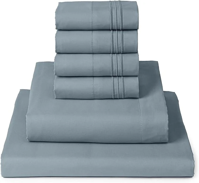 High-Grade Mellanni California King Sheet Set – 6-Piece Iconic Collection Bedding Including 4 Pillowcases 16-Inch Deep Pocket Easy Care Extra Soft Cooling Sheets Brushed Microfiber – Spa Blue Comfortable
