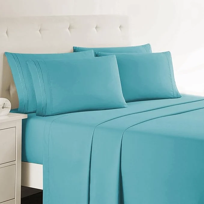 Breathable Clara Clark Queen Sheets 6 Piece Set – Hotel Luxury Sheets for Queen Size Bed Super Soft Bedding Set Teal Original Design