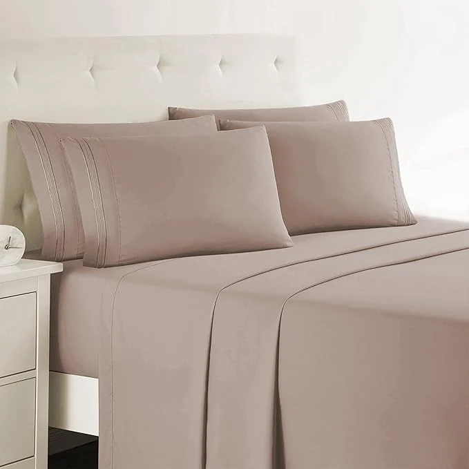 Authentic Clara Clark Twin XL Sheets 5 Piece Set – Hotel Luxury Bed Sheets Super Soft Bedding Set Twin XL Size Taupe Sand Environmentally Friendly