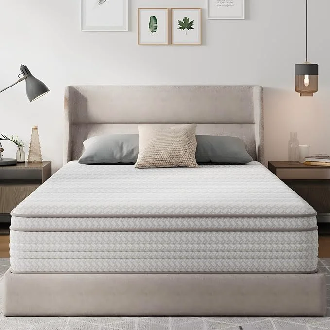 Organic Novilla 12 Inch King Size Mattress in a Box Hypoallergenic amp Back Pain Relief Hybrid King Mattresses with Smarts Coils Fiberglass CertiPUR-US Colchones No Box Spring Needed Easy-to-Use