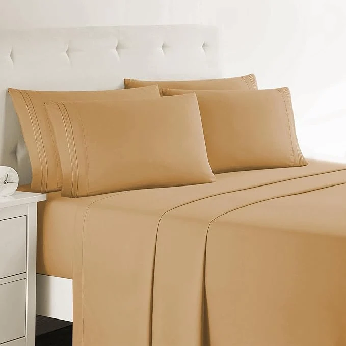 Specialty Clara Clark Twin XL Sheets 5 Piece Set – Hotel Luxury Bed Sheets Super Soft Bedding Set Twin XL Size Camel Gold Trusted