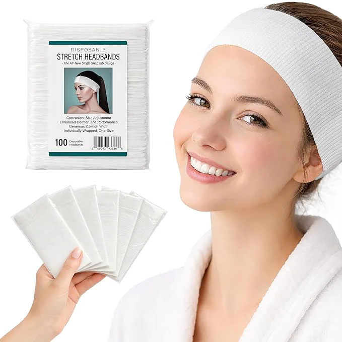 Smooth APPEARUS Disposable Stretch Facial Headbands Snag- Adhesive Tab Closure Crafted