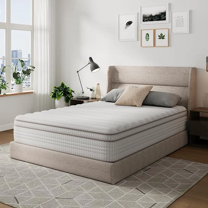 Exclusive Novilla 12 Inch California King Mattress Hypoallergenic amp Back Pain Relief Cal King Mattresses in a Box with Smarts Coils Fiberglass CertiPUR-US Colchones Cal No Box Spring Needed Fast