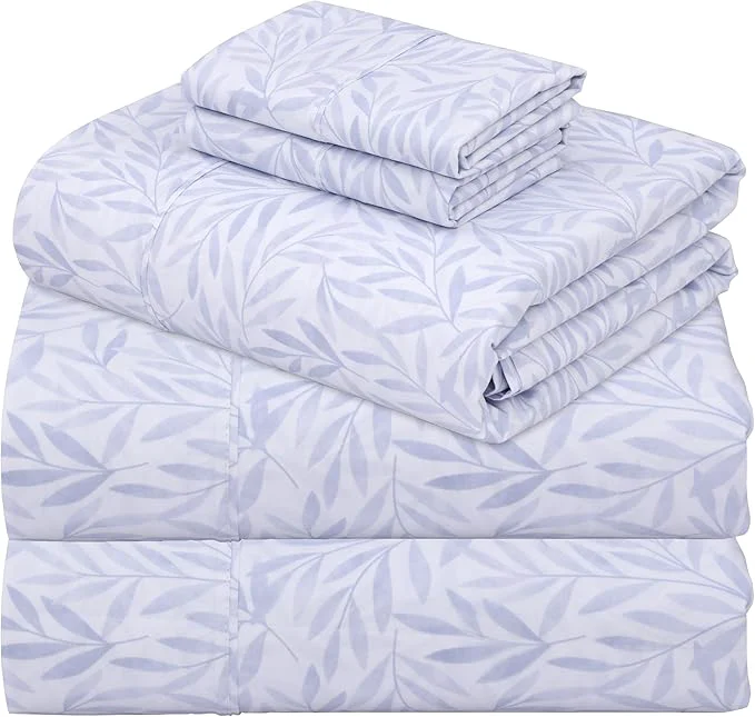 Next-Generation ZOYER Cotton Sheets – Split King Size Percale Bedding Cooling amp Breathable Durable with a Crisp Soft amp Comfortable Feel 16 quot Deep Pocket 5-Piece Set Blue Autumn Eco-Friendly