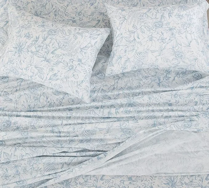 Recyclable DAUAOTO Twin XL Cotton Sheets Set Printed Bedding Sets Up to 14 quot Deep Mattress Pattern Bedlinen for Twin Extra Long Bed Blue Floral Exclusive