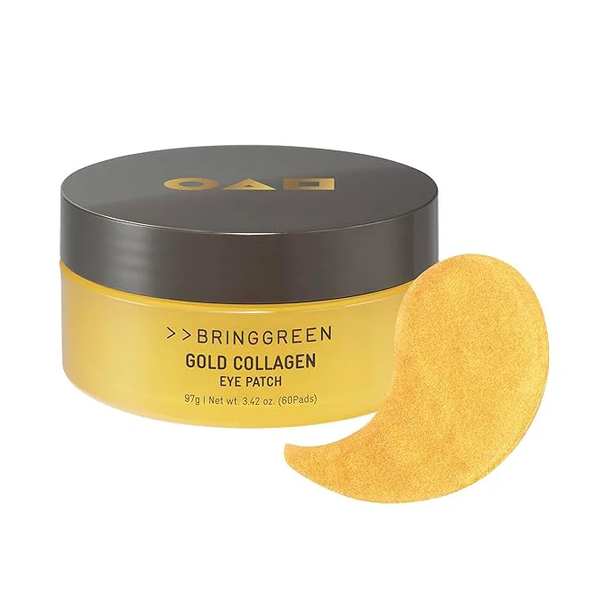 High-Performance BRING GREEN Gold Collagen Eye Patches 60 Count Hydrating Firming Under Eye Mask Authentic