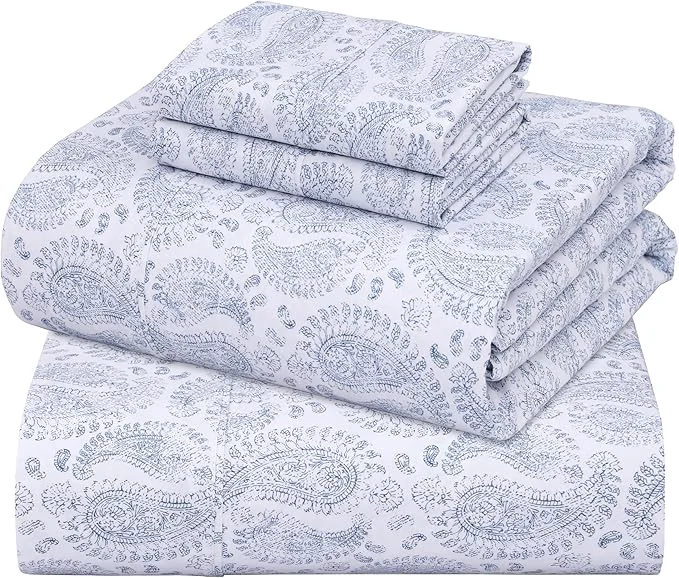 Proven ZOYER Cotton Sheets – Queen Size Percale Bedding Cooling amp Breathable Durable with a Crisp Soft amp Comfortable Feel 16 quot Deep Pocket 4-Piece Set Paisley Imprint Specialty