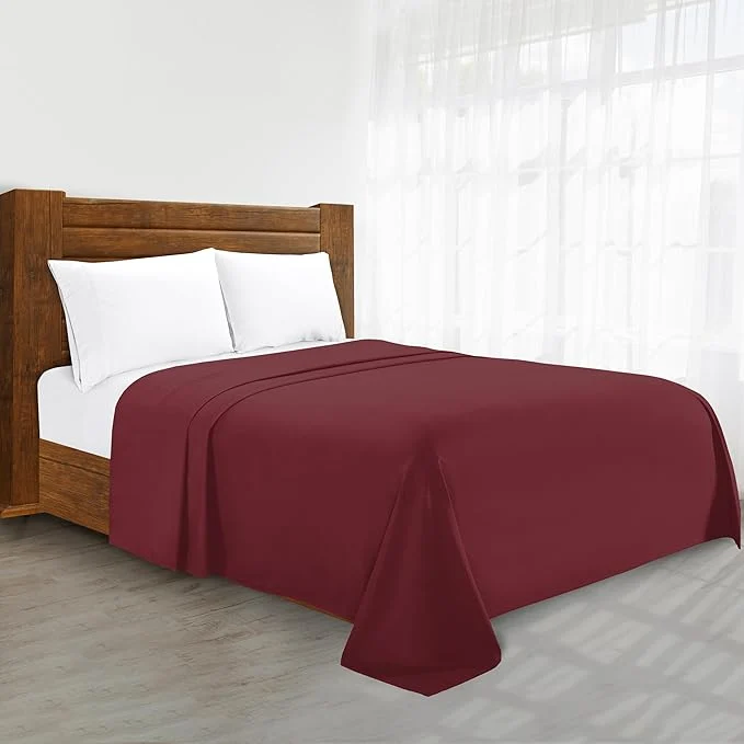 Eco-Friendly Luxury Flat Sheet on Amazon Elegant Comfort Wrinkle- 1500 Premier Hotel Quality 1-Piece Flat Sheet California King Size Burgundy Next-Generation