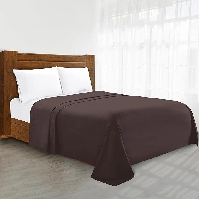 Authentic Luxury Flat Sheet on Amazon Elegant Comfort Wrinkle- 1500 Premier Hotel Quality 1-Piece Flat Sheet Full Size Chocolate Brown Convenient