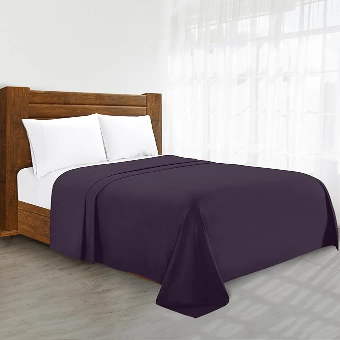 Prestigious Luxury Flat Sheet on Amazon Elegant Comfort Wrinkle- 1500 Premier Hotel Quality 1-Piece Flat Sheet Queen Size Purple Flexible