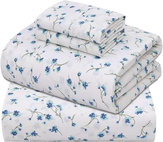 Green ZOYER Cotton Sheets – California King Percale Bedding Cooling amp Breathable Durable with a Crisp Soft amp Comfortable Feel 14 quot Deep Pocket 4-Piece Set La Laa Flower Next-Generation