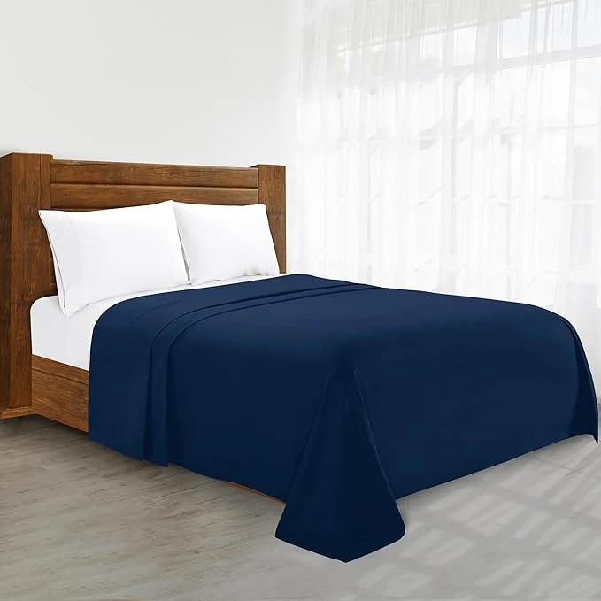 Crafted Luxury Flat Sheet on Amazon Elegant Comfort Wrinkle- 1500 Premier Hotel Quality 1-Piece Flat Sheet Twin Twin XL Size Navy Blue Reliable