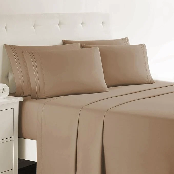 Refined Clara Clark Twin Sheets 5 Piece Set – Hotel Luxury Sheets for Twin Size Bed Super Soft Bedding Set Twin Size Mocha Light Brown Elite