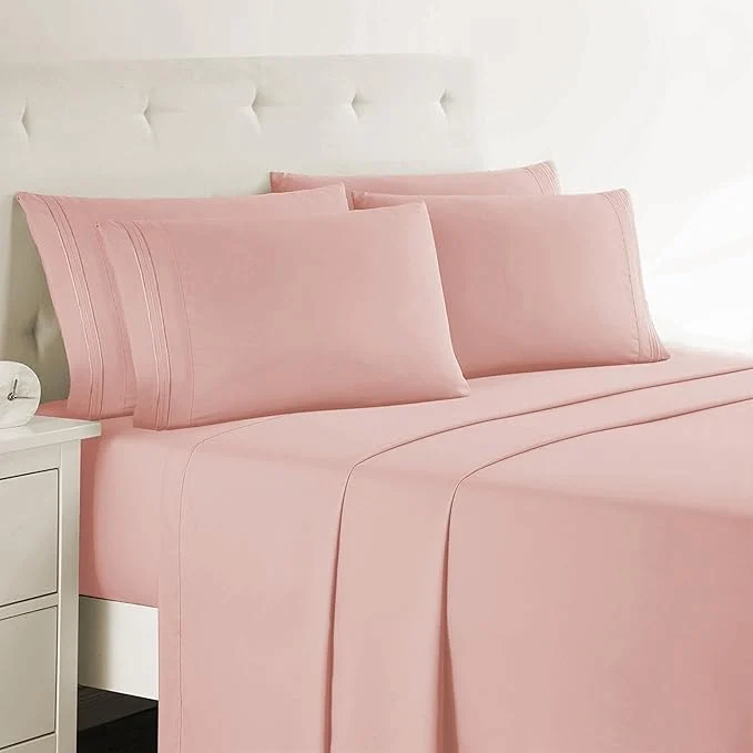 Elegant Clara Clark Queen Sheets – Hotel Luxury 6 Piece Bed Sheets for Queen Size Bed – Soft Bedding Sheets amp Pillowcases Fits Mattress up to 16 inch deep. Queen Peach Beige Easy-to-Use
