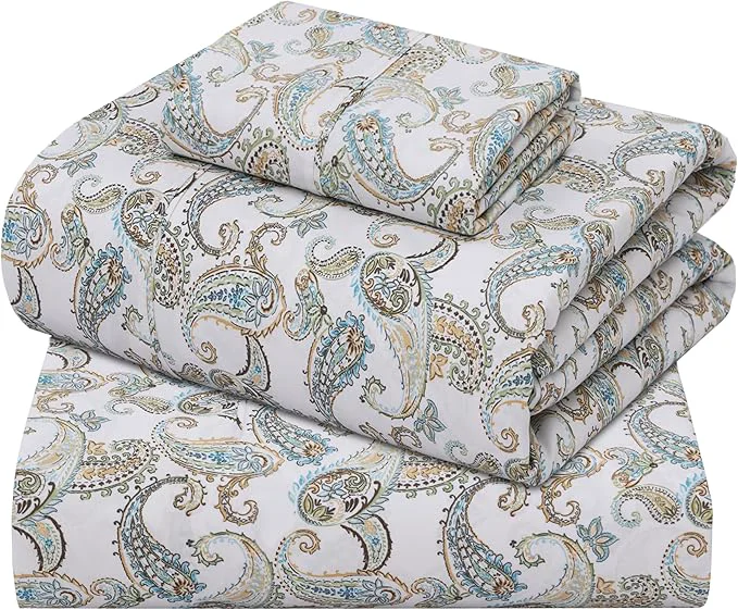 Carefully Designed ZOYER Cotton Sheets – Twin Size Percale Bedding Cooling amp Breathable Durable with a Crisp Soft amp Comfortable Feel 16 quot Deep Pocket 3-Piece Set Paisly Ornamental Consistent