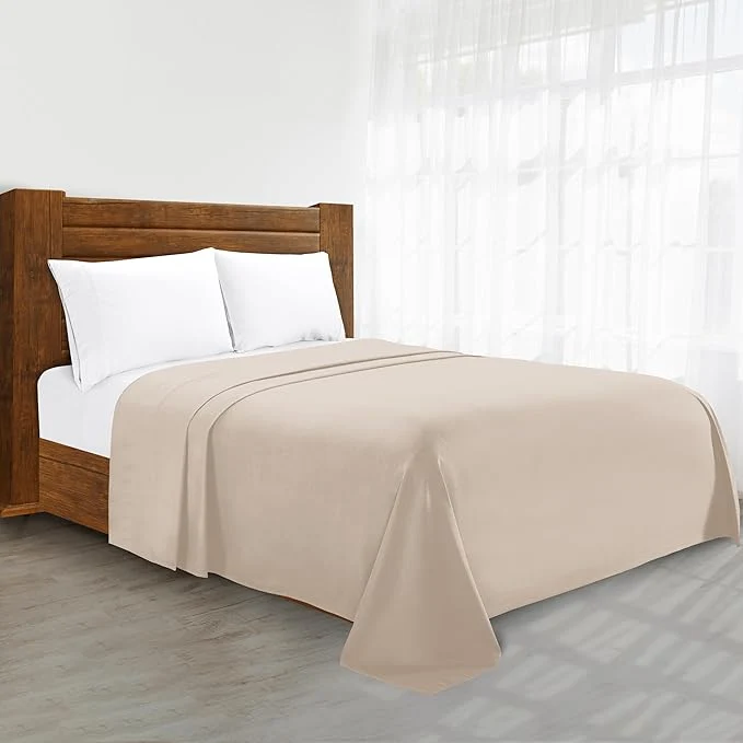 Sustainable Luxury Flat Sheet on Amazon Elegant Comfort Wrinkle- 1500 Premier Hotel Quality 1-Piece Flat Sheet California King Size Cream Reliable