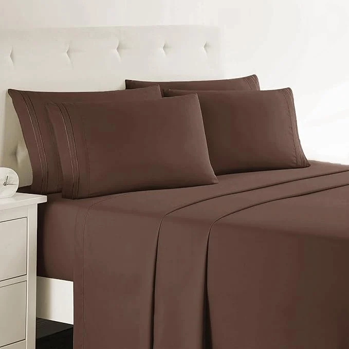 Quality Clara Clark Full Sheets 6 Piece Set – Hotel Luxury Bed Sheets Super Soft Bedding Set Full Size Chocolate Brown Selected