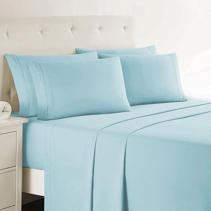 Easy-to-Use Clara Clark Queen Sheets 6 Piece Set – Hotel Luxury Sheets for Queen Size Bed Super Soft Bedding Set Aqua Light Blue Exclusive
