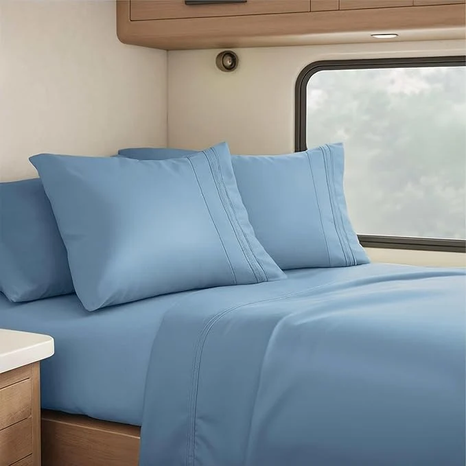 Smart Clara Clark RV Queen Sheets 6 Piece RV Sheets Set – Hotel Luxury Sheets for RV Bunks Super Soft Bedding Set Short Queen Blue Heaven Carefully Designed