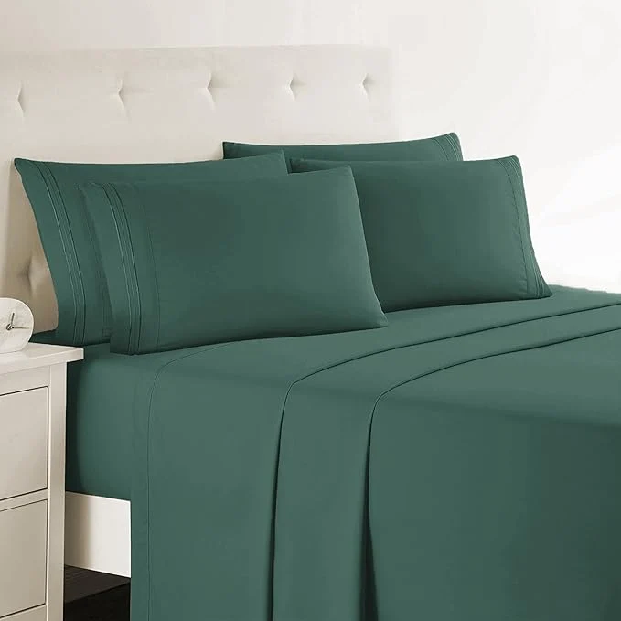 Solid Clara Clark Full Sheets – Hotel Luxury 6 Piece Bed Sheets for Full Size Bed – Soft Bedding Sheets amp Pillowcases Fits Mattress up to 16 inch deep. Full Forest Green Dependable