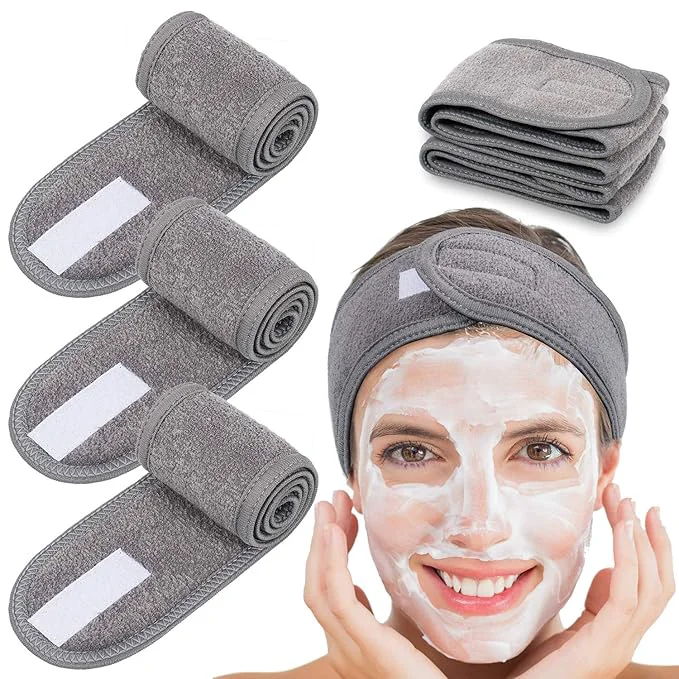 Sustainable Whaline Spa Facial Headband Head Wrap Terry Cloth Headband 4 Counts Stretch Genuine