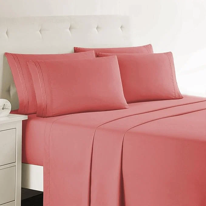 Sophisticated Clara Clark Queen Sheets – Hotel Luxury 6 Piece Bed Sheets for Queen Size Bed – Soft Bedding Sheets amp Pillowcases Fits Mattress up to 16 inch deep. Queen Pink Clay Stylish