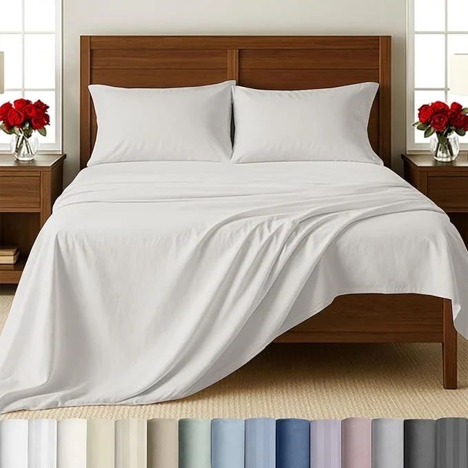 Elegant California Design Den Cotton Sheets King Size Set – 500 Thread Count Sateen Deep Pocket Bedsheets King Size Bed Soft Luxury – True Ivory Official