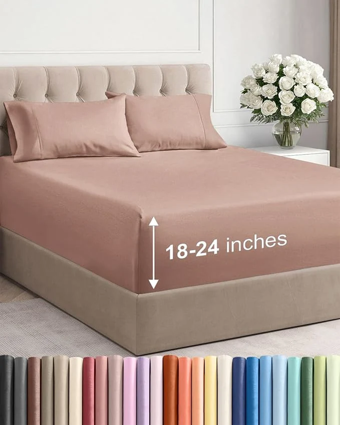 Excellent Extra Deep Twin XL Sheet Set – 4 Piece Breathable and Cooling Sheets – Hotel Luxury Bedding for Women Men Kids amp Teens – Easy amp Secure Fit – Soft Wrinkle and Comfy – Extra Deep Pockets – Mauve Dependable