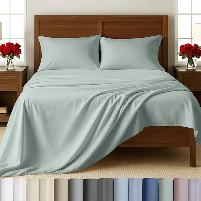Organic California Design Den – Twin Cotton Sheets Set Soft Cotton Sheets Deep Pockets 500 Thread Count Sateen Bedsheet Set Twin Sheets Set Twin Bed Sheets Silver Sage Excellent