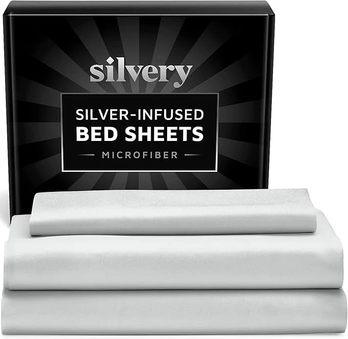 Quality Silvery Silver Infused Bed Sheets Set – Ultra-Soft Temperature-Regulating Fabric with Self-Cleaning Technology™ That Stays Fresh 3X Longer for Hygienic Sleep Recyclable