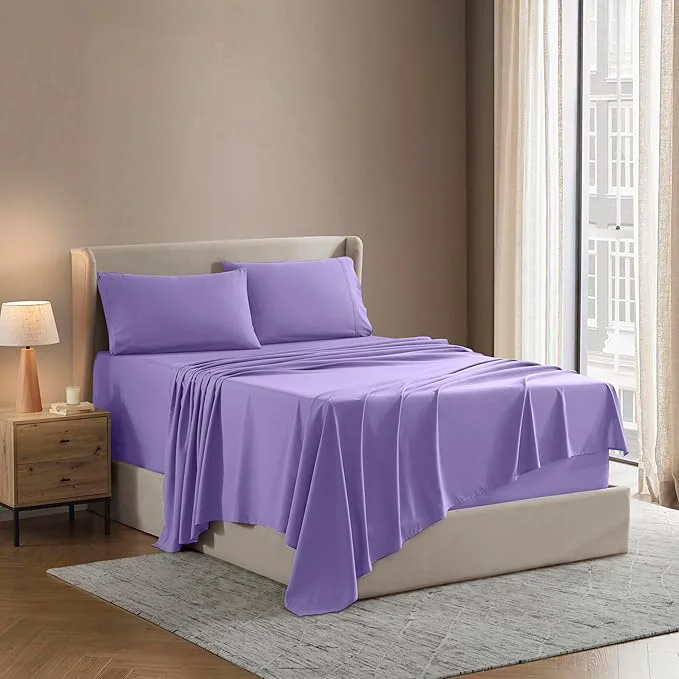 Clean Nestl Queen Sheet Set – Luxury 1800 Ultra-Soft Microfiber Bed Sheets – Double Brushed – Deep Pockets – Easy Fit – 4 Piece Set – Bedding Sheets amp Pillowcases Queen Soft Lilac Durable