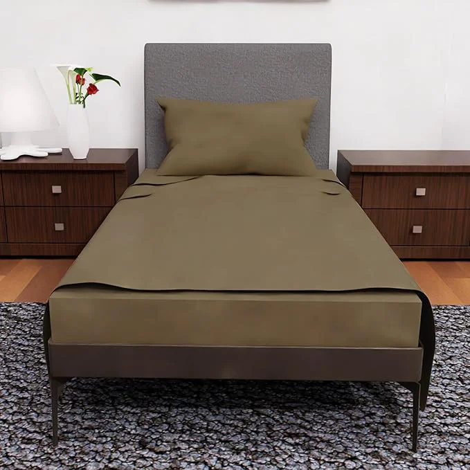 Crafted Twin Bedding – 3-Pcs Set – Deep Pockets – Cooling Twin Bed Sheets – Soft Comfortable and Cozy Bed Sheets – for Any Bedroom Taupe Enhanced