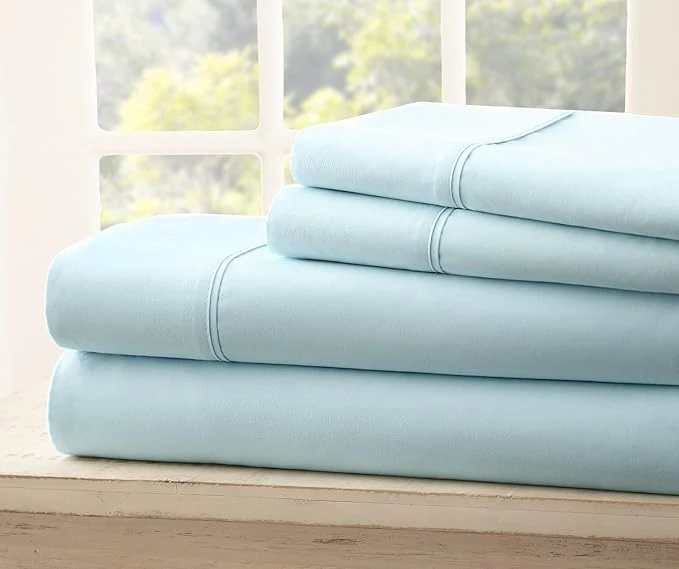 High-Grade Full Size Bed Sheets – 4Pcs Bed Sheets Full Size Set Deep Pocket Double Brushed Microfiber Fade Resistant Soft amp Breathable for Cozy and Comfortable Sleep Aqua Minimalist