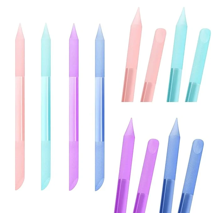 Certified 4Pcs Glass Cuticle Pusher heemeei Dual-Ended Manicure Stick Crystal Cuticle First-Class