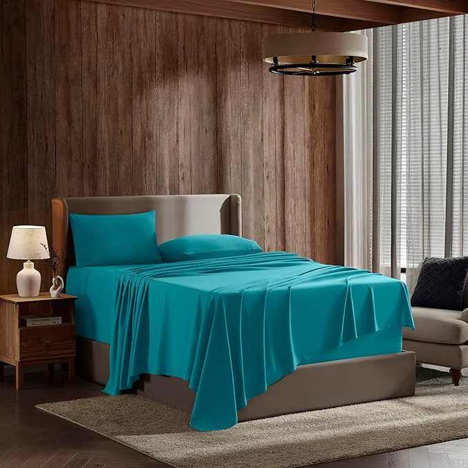 Modern Nestl King Sheet Set – Luxury 1800 Ultra-Soft Microfiber King Bed Sheets – Double Brushed – Deep Pockets – Easy Fit – 4 Piece Set – Bedding Sheets amp Pillowcases King Teal Secure